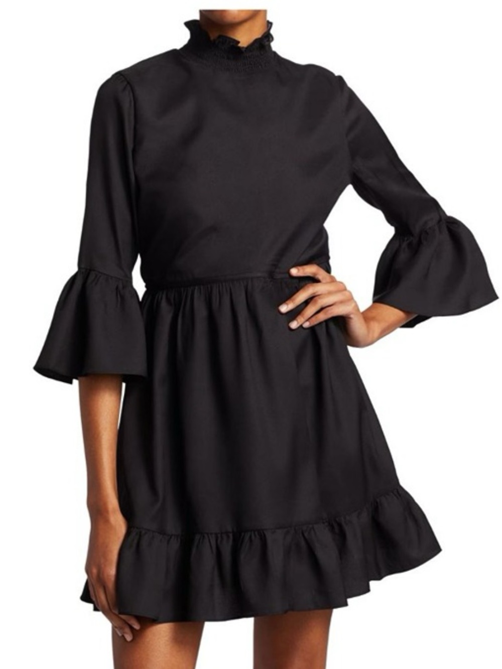 Alice + Olivia Aislyn black mock-neck mini dress w/ flutter sleeves Size 8 - Picture 1 of 16
